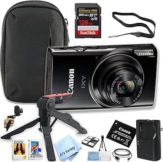 Canon PowerShot IXY 650 (ELPH 360) HS Digital Camera + 128GB Extreme PRO Memory + Case, Grip, Software Pack (Essential Bundle) (Renewed), Black