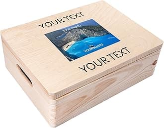 Creative Deco Personalised Any Text + Any Photo Gifts for Women, Men, Girls or Boys | Unique Custom Gift Box for Him/Her | Customised Wooden Storage Box | Perfect as a Keepsake or Decoration
