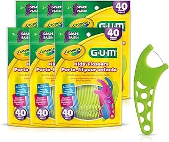 GUM Crayola Kids Flossers with Fluoride - Designed for Little Hands - Fun Grape Flavor - Easy to Use Kids Floss Picks for Children Ages 3+, 40 Count (Pack of 6)