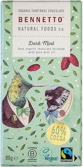 Dark Mint Dark chocolate with 60% cocoa and pure mint oil. Certified organic, Fairtrade, and net climate positive. Beautiful gifts for everyone.