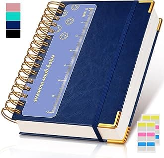 Spiral Notebook Journal 5.75” x 8.38”, 300 Pages Hardcover Leather Lined Journals for Women Men, A5 Small College Ruled Notebooks with 100 GSM Thick Paper, Spiral Journal for Writing Work School, Navy