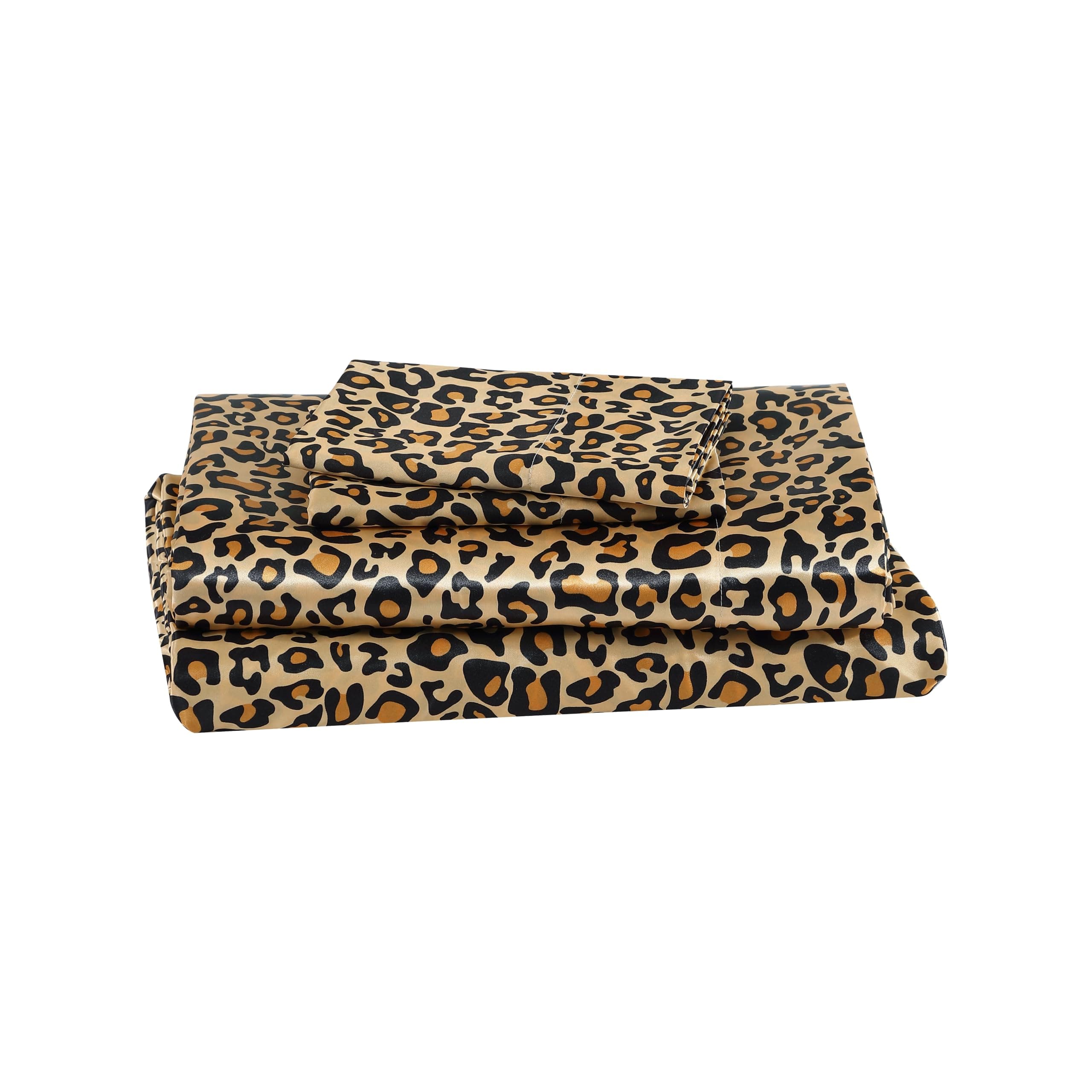 100% Luxury Satin Polyester Sheet Set, King, Leopard