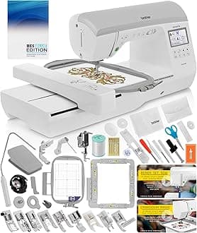 NQ3550W Sewing & Embroidery Machine, 6" x 10" Field Size, 291 Sewing Stitches, Includes BES Lettering Software + Brother Magnetic SAMF180 Hoop + Mr. Vac & Mrs. Sew - Embroidery + Sewing Videos