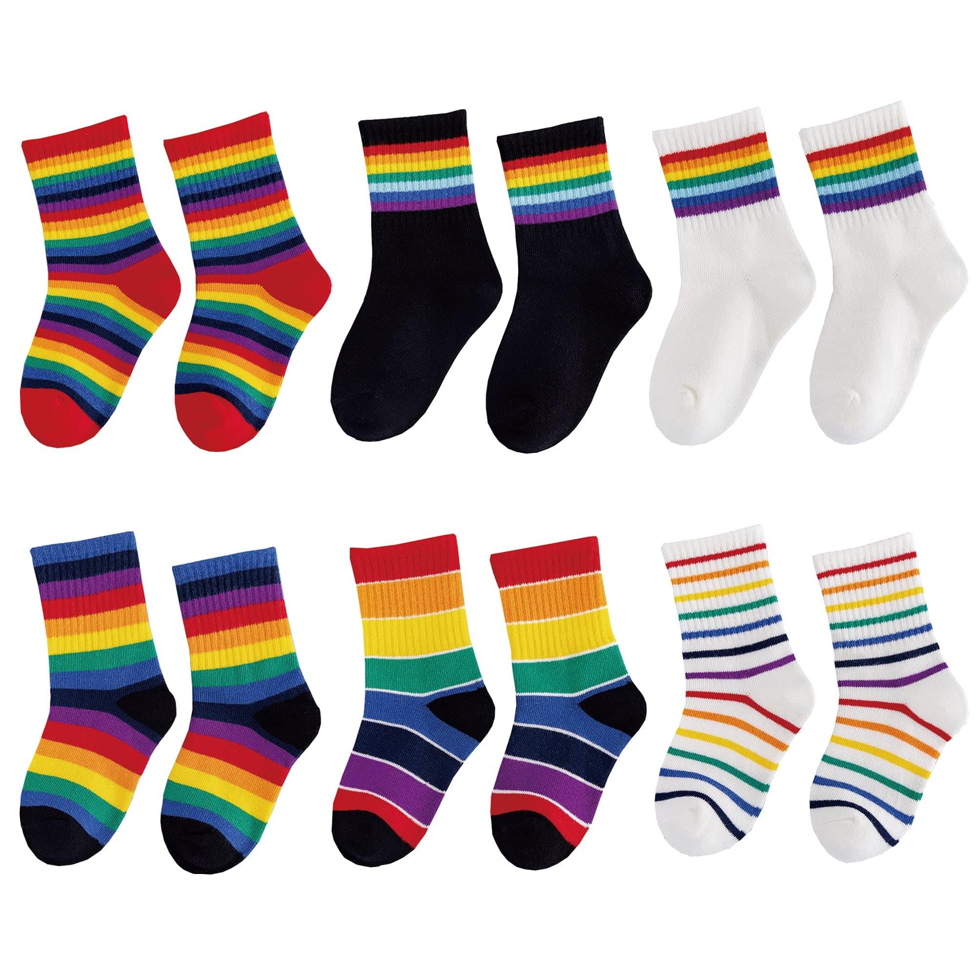 6 Pack Striped Crew Socks