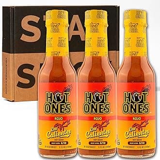 Hot Ones Los Calientes Rojo Hot Sauce Made With Natural Ingredients & Spicy Flavors From Smoked Red Jalapeno, Habenaro & Apricot, 5 fl oz Bottle (3-Pack)