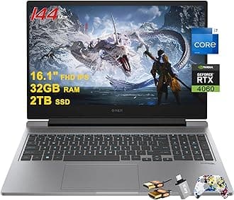 HPOmen 16 Gaming Laptop 16.1" FHD IPS 144Hz Intel 16-core i7-14650HX (>i9-13900HX) 32GB RAM 2TB SSD GeForce RTX 4060 RGB Backlit Thunderbolt FHD Privacy Camera Fast Charge Win11 w/ICP Accessory