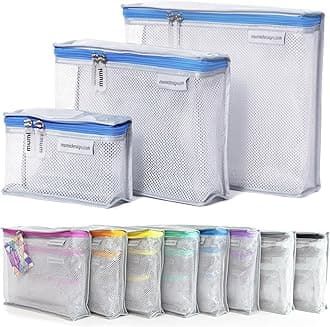 Travel Toiletry Bag Set of 3 – Clear TSA Approved Toiletry Bags for Women – Reusable Water-Resistant Makeup Organizer Pouches for Skincare, Cosmetics, Travel Accessories, Airport Packing - Blue