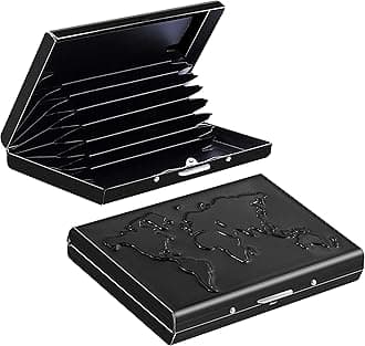 Storite 8 Slots Steel RFID Blocking Metal Credit Card Holder Wallet for Men & Women (9.5cm x 6.7cm x 1.5cm ,Black), Black World Map, 1-Pack, card holder