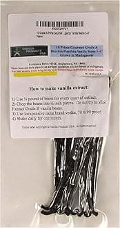 10 (TEN) Whole Grade A Prime Gourmet Bourbon Madagascar Vanilla Beans 5~6" by Vanilla Products USA (10 Count (Pack of 1))
