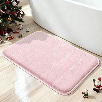 Yimobra Memory Foam Bath Mat Rug, 24 x 17 Inches, Comfortable, Soft, Non-Slip, Super Absorbent, Quick Drying Bathroom Rug for Floor, Tub & Shower, Machine Washable, Thick, Soft Pink