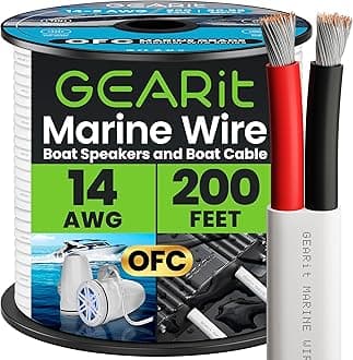 GEARit Speaker Wire 14 Gauge (200ft), Red/Black Speaker Cable 14AWG, Duplex 2-Conductor, Speaker Wires for Boat, RV, Camper, Trailer, Automotive, in-Wall and Outdoor Use