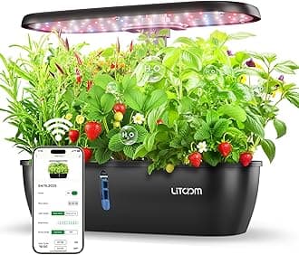 Hydroponics Growing System Kit, 15-Pod Indoor Herb Garden Planter with 24W Grow Light & APP Control, Indoor Gardening System with 2 Grow Modes, Quiet Pump & 24H Timer