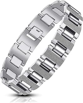 Urban Jewelry Mens Link Bracelet, Stylish Solid Tungsten Bracelet for Men (8.3 Inches, Matte Black, Shiny Black and Silver Option)