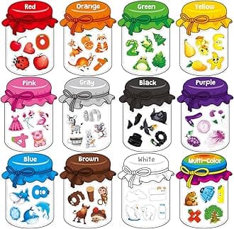 12 Pieces Magnetic Color Sorting Toys, 60 Color, Number & Math Symbol Magnets Early Educational Sorting Set for Refrigerator Whiteboard Baby Toddlers Kids