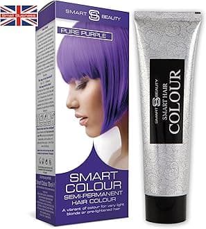 Pure Purple semi permanent hair dye kit for light blonde hair, bright purple hair colour - ammonia, paraben, sulphate and PPD free hair dye 100% vegan, cruelty-free formulation, Smart Beauty