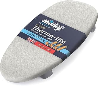 Minky Table Top Ironing Board, Therma-lite Board, LumiFlex Cover, Compact Iron Table, Non-Slip Folding Legs, Lightweight, 70 x 34cm, UK Manufactured