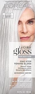 L’Oreal Paris Le Color Gloss One Step Toning Gloss, In-Shower Hair Toner with Deep Conditioning Treatment Formula for Gray Hair, Silver White, 1 Kit