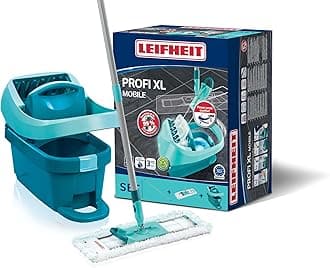 Leifheit "Profi" Mop and Bucket Set with Rollers, Turquoise