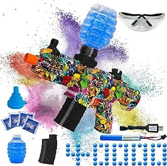 Electric Gel Ball Blaster, High Speed Automatic Splatter Ball Blaster with 45000+ and Goggles, JIFTOK Rechargeable Splatter Ball Toys for Outdoor Activities Shooting Game Party Favors-Red