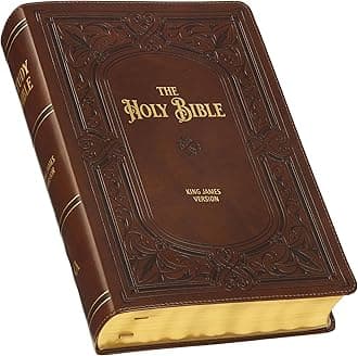 KJV Study Bible, Large Print King James Version Holy Bible, Thumb Tabs, Ribbons, Faux Leather Toffee Brown Framed Art Nouveau Debossed (KJV Study Editions LP)