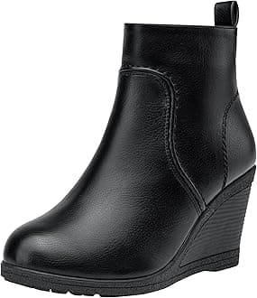 Vepose Women's 9679 Low Wedge Boots, Comfortable Ankle Booties with Inside Zipper
