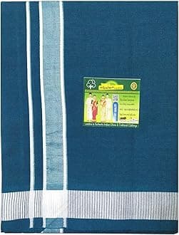 StylesindiaMen's Cotton Colored Dhoti with Fancy Border Kerala-style Veshti Mundu Kaili Lungi 2.0 Mtrs