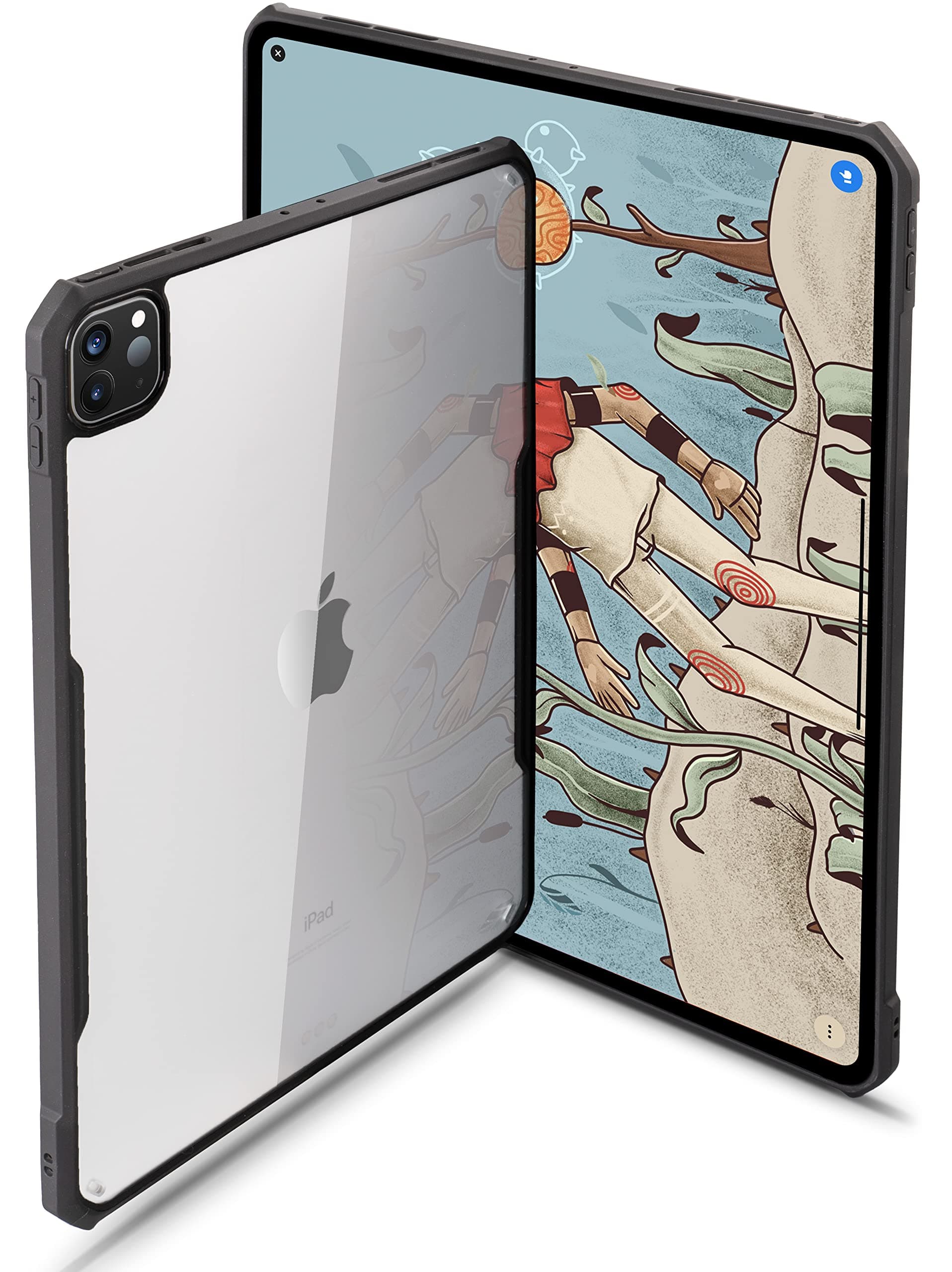 TineeOwl iPad Pro 11 inch Case 2022, 2021, 2020, 2018 (4th, 3rd, 2nd, 1st Generation) Ultra Thin, Clear Back, Flexible TPU Absorbs Shock, Supports Apple Pencil Wireless Charging (Black/Clear Back)