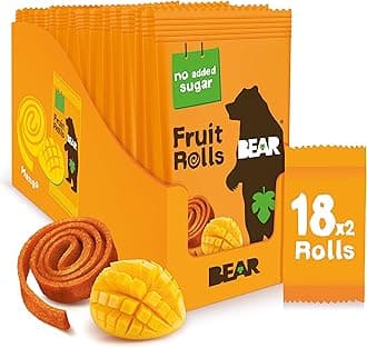 BEAR Fruit Rolls Mango - 100% Natural Ingredients - No added sugar - Healthy School And Lunch Snacks For Kids And Adults - 18 x 20g