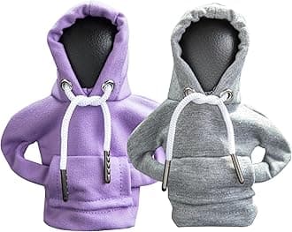 ECDREAMECDREAM 2Pcs Car Shift Knob Hoodie, Gear Shift Sweater for Gearshift, Automotive Interior Accessories (Purple and Gray)