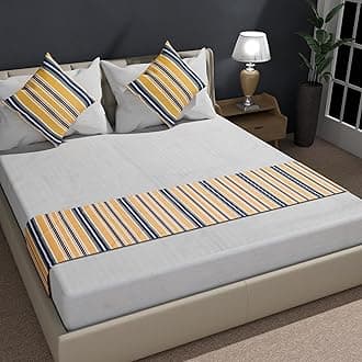 Shri Anand Creations Digital Print Super Soft Fabric Bed Runner Scarf with Matching Cushion Covers/Slipcover Mattress Protector/Bed Linen Scarf/Decorative Set for Bedrooms/Hotel Rooms (Design-4)