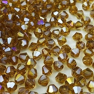 200pcs Bicone Crystal Beads 6mm Crystal Glass Faceted Beads for Necklace Bracelet Earrings DIY Jewelry Crafts Making Supplies(Amber AB)