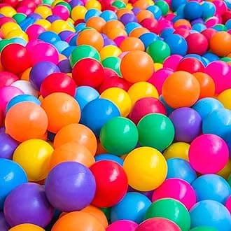 Ball Pit Balls for Kids, Children Crush-Proproof Plastic Balls for Ball Pit with 7 Bright Colors, Safe and Non-Toxic, BPA Free, Baby Toddler Pit Balls with Storage Net Bag (50pcs, 2.2inch)