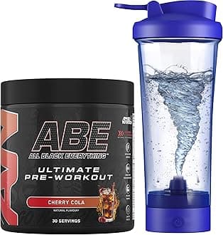 Bundle ABE Pre Workout 375g + Electric Shaker | All Black Everything Pre Workout Powder, Energy Drink, Physical Performance, Creatine, Beta Alanine, Caffeine (Cherry Cola)