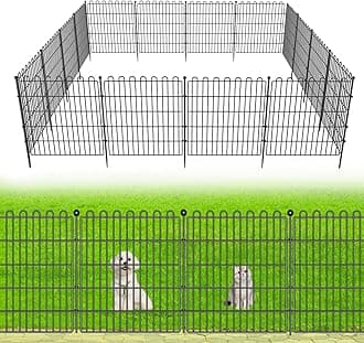 5 Panels No Dig Decorative Garden Fence for Yard, 24 in(H) X 10 ft(L) Animal Barrier Fencing for Outdoor Dog, Metal Portable Garden Fences for Borders, Pets, Landscape, Temporary Fence