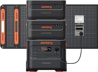Jackery Explorer 2000 Plus Kit (6kWh)+Manual Transfer Switch, 6128 Wh Home Backup Power System with 2 * 200W Solar Panels, 2*LiFePO4 Battery Packs,for Power Outages, Emergencies