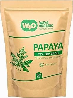 Papaya Leaf Tea Bags, Dried Tender Leaves Tea, 30 Count, Shadow dried, Pleasant Taste, Caffeine Free (Pack of 1)