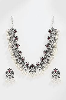 YouBella Jewellery for Women Oxidised Silver Necklace Jewellery Set with Earrings for Girls and Women