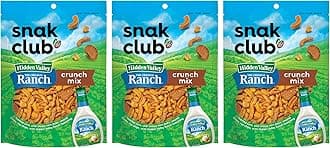 Snak Club Crunch Mix with Hidden Valley Ranch Seasoning, Toasted Corn, Chili Cheese Corn Jacks, Sesame Sticks, and Rye Chips, Kosher Snack, 8 oz Resealable Bags, 3 Pack
