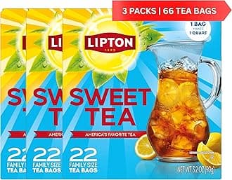 Southern Sweet Tea Iced Tea Drink Mix 22 Family Size Tea Bags (Pack of 3)