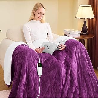 greenoak Heated Blanket Electric Full 72"X84", Heating Blanket with 10 Heat Levels 1/2/4/6/8 Hours Auto-Off Overheat Protection, Flannel Sherpa Soft Warm Heater Blanket, ETL Certified Taro Purple