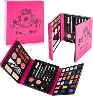 Beauty Book - All in one Travel Makeup Palette - Official Teen Makeup Set - Include Eyeshadows, Makeup Brushes, Lip colors, Blushes, Mascara and more.