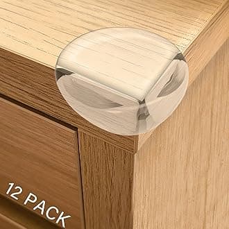 Food-Contact Grade Corner Guards, Corner Protectors for Baby, 12 Pack, Clear Furniture & Edge Corner Covers, Adhesive Pre-Taped, BPA-Free, Round Type
