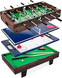 Best Choice Products 4-in-1 Multi Game Table, Childrens Combination Arcade Set for Home, Play Room, Rec Room w/Pool Billiards, Air Hockey, Foosball and Table Tennis