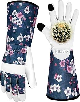 Leather Long Gardening Gloves for Women Thorn Proof Garden Gloves Yard Working Gloves