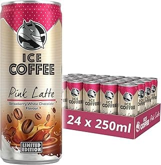 HELL Ice Coffee Pink Latte | Limited Edition | Strawberry and White Chocolate Flavour | 24 x 250ml Cans Multipack | 40mg/100ml Caffeine | Contains Arabica Coffee Extracts | Ready To Drink