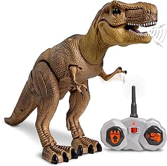 Discovery™ Remote Control T-Rex Dinosaur – Realistic Jurassic RC Action Figure with Walking Legs, Roaring Sounds, Chomping Mouth| Dinosaur Toys for Kids| Boys Toys RC Car Gift| Fun Dino for Ages 6+