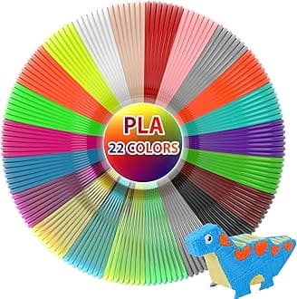 3D Pen Filament Refills, 22 Colors, 1.75mm PLA, 220 Feet Total, Compatible with 3D Printing Pens