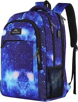 MATEIN School Backpack, Lightweight School Bag for Girls Secondary Students Water Resistant 15.6 Inch Travel Backpack for Boys Book Bag College Rucksack with Anti Theft Pocket, Galaxy Blue