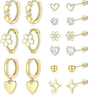 Stainless Steel Hypoallergenic Earrings for Girls Toddler Kids Baby Screw Flat Back Stud Earrings Set for Teen Jewelry