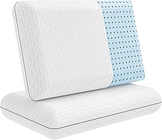 Vaverto Queen Memory Foam Pillow 2-Pack – Cooling Gel-Infused Orthopedic Bed Pillows for Neck and Shoulder Pain Relief, Firm Support Design with Removable Viscose Made from Bamboo Covers – Set of 2